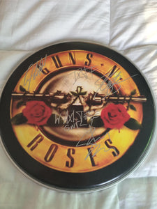 Guns N Roses 14 inch drum head signed with proof