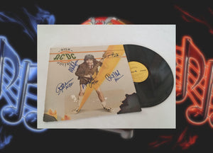 Angus Young, Malcolm Young, Brian Johnson, Phil Rudd, Cliff Williams, AC/DC LP signed with proof