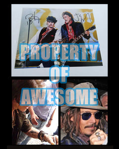 Hollywood Vampires Johnny Depp and Joe Perry 8 x 10 photo signed with proof