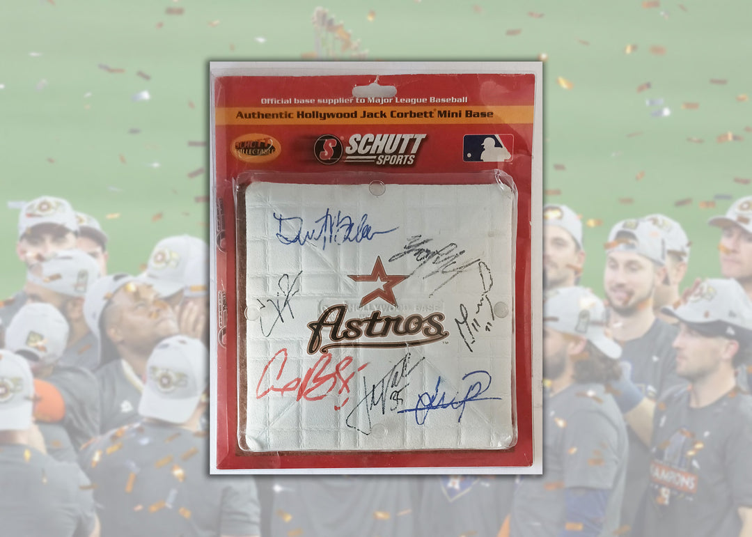 Houston Astros Jeremy Pena, Jose Altuve, Yordan Alvarez, Dusty Baker, Alex Bregman, Justin Verlander, Framber Valdez mini authentic base signed with proof