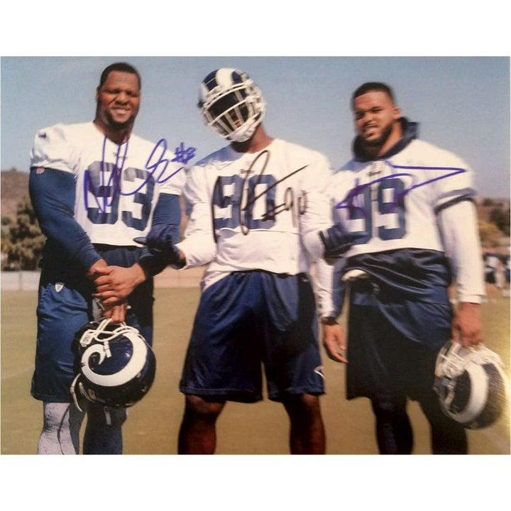 Los Angeles Rams Aaron Donald Ndamukong Suh Michael Brokers 8x10 photo signed