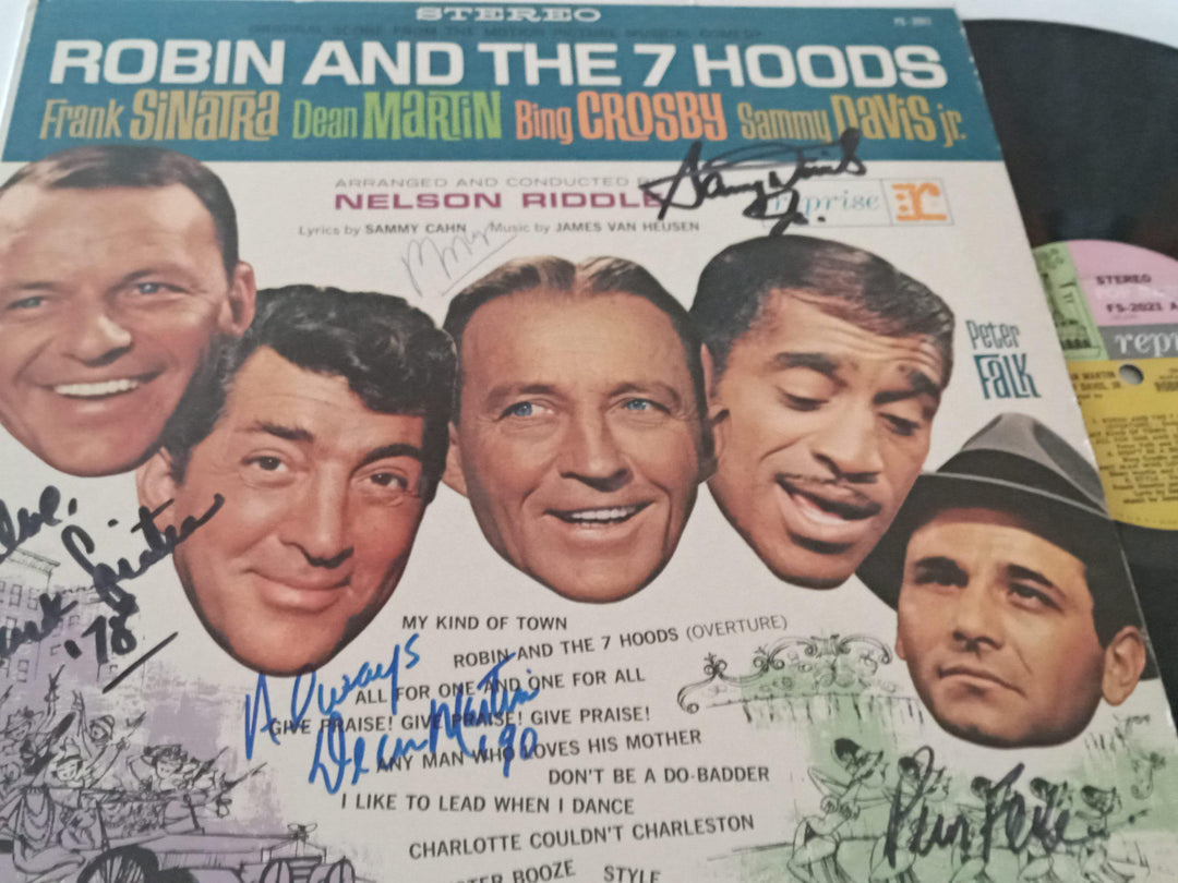 Frank Sinatra, Dean Martin, Peter Falk, Sammy Davis Jr and Bing Crosby LP signed