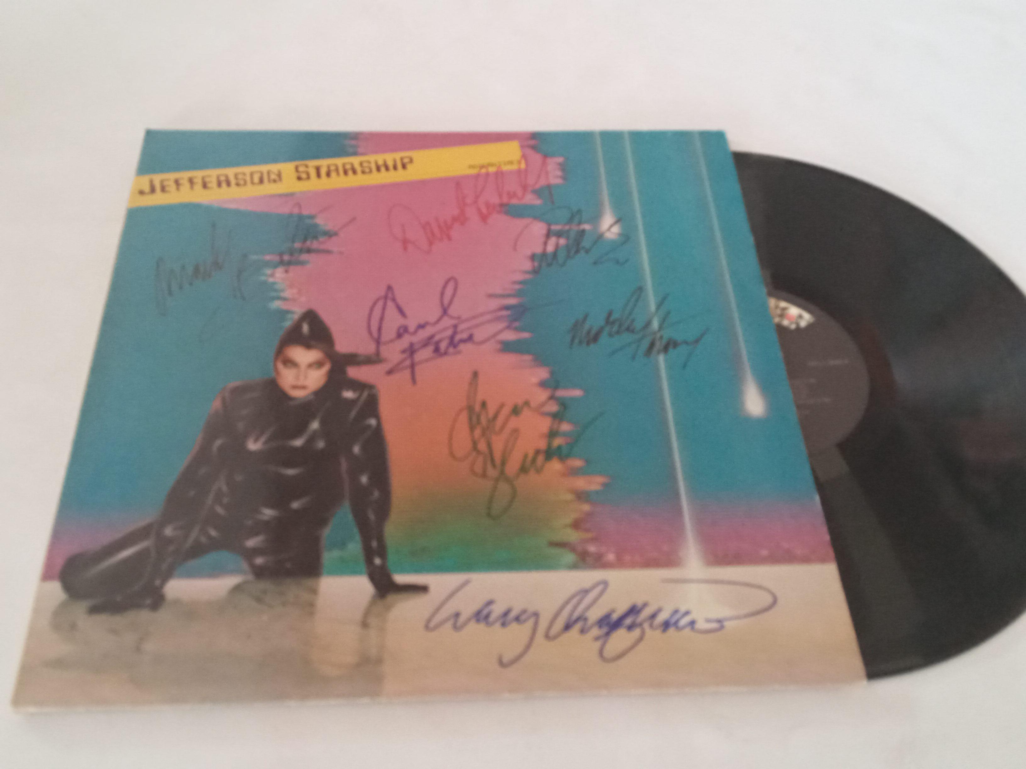 Grace Slick, Paul Kantor, Mickey Thomas, Jefferson Starship band signed LP "Modern Times" with proof