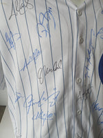 Load image into Gallery viewer, Chicago Cubs world champions Joe Maddon, Anthony Rizzo, Kris Bryant team signed jersey with proof
