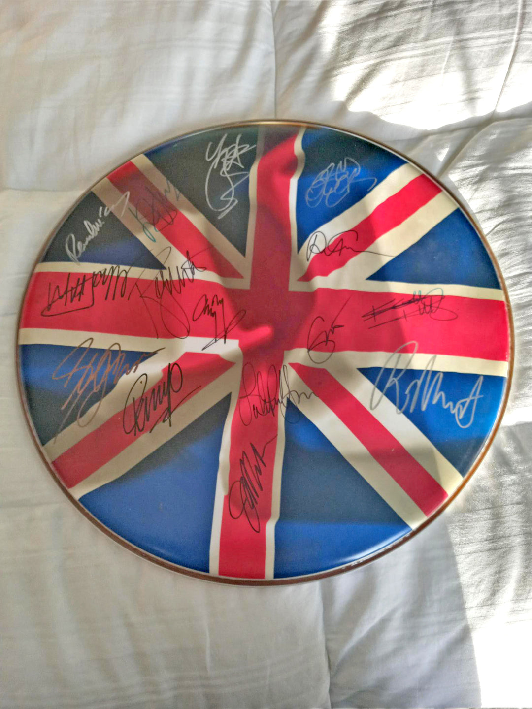 Paul McCartney, Rodger Waters, Jimmy Page, Mick Jagger, 18x18 British Rock Legends drum head - Awesome Artifacts 