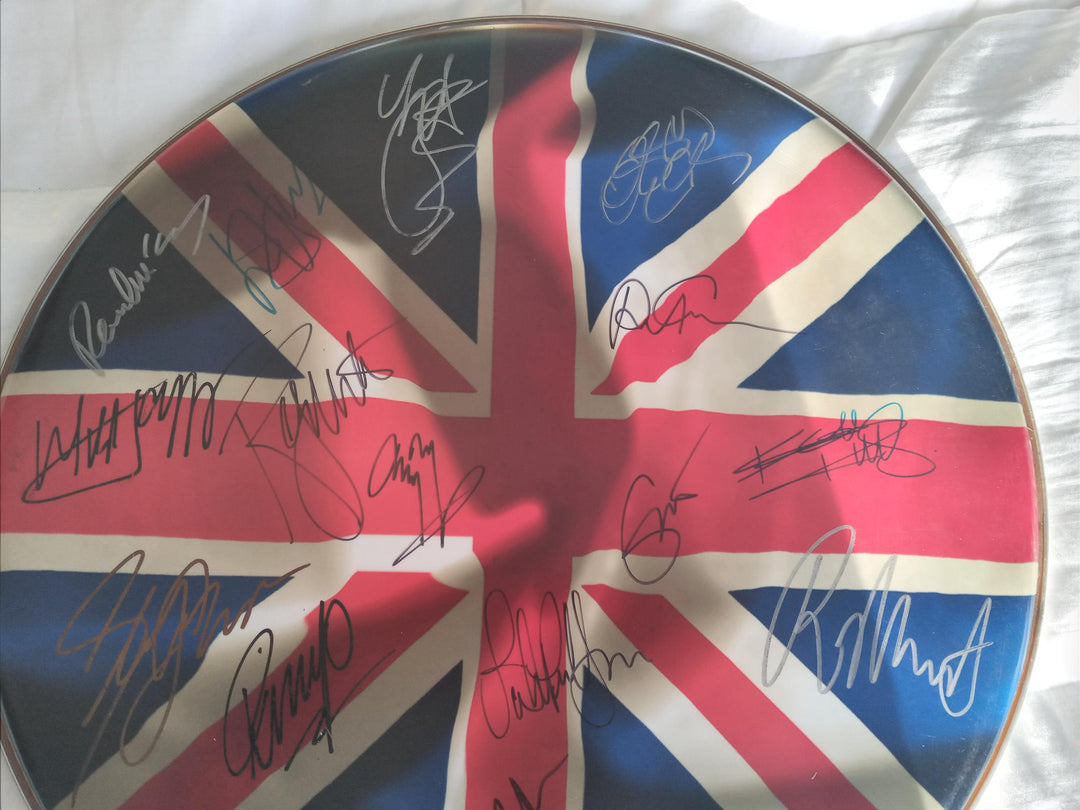 Paul McCartney, Rodger Waters, Jimmy Page, Mick Jagger, 18x18 British Rock Legends drum head - Awesome Artifacts 