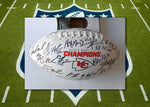 Load image into Gallery viewer, Kansas City Chiefs Super Bowl champions Travis Kelce, Andy Reid, Patrick Mahomes team signed football
