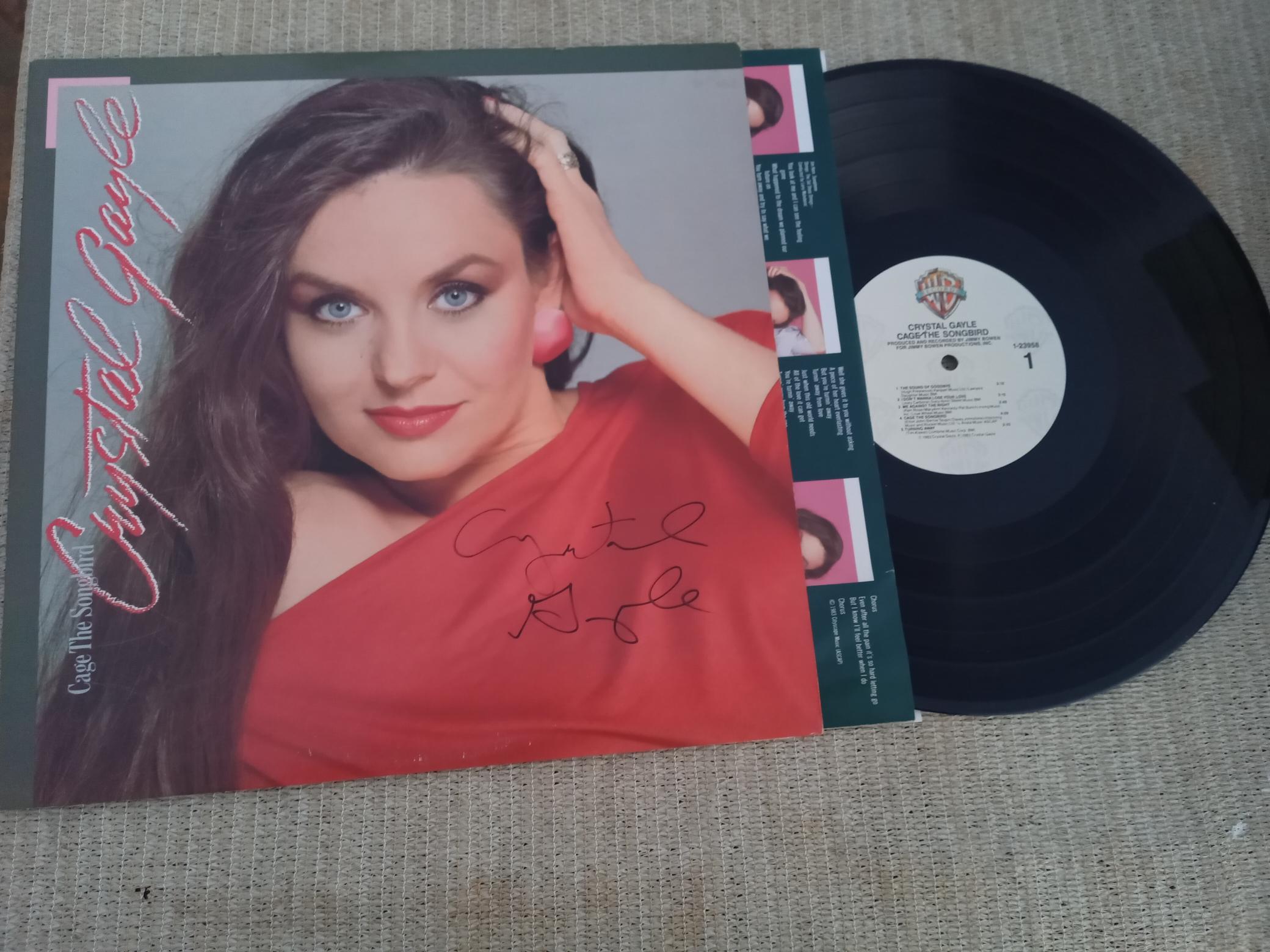 Crystal Gayle Cage the Songbird LP signed