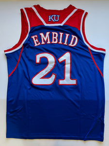 Joel Embiid University of Kansas game model jersey size XL signed with Proof