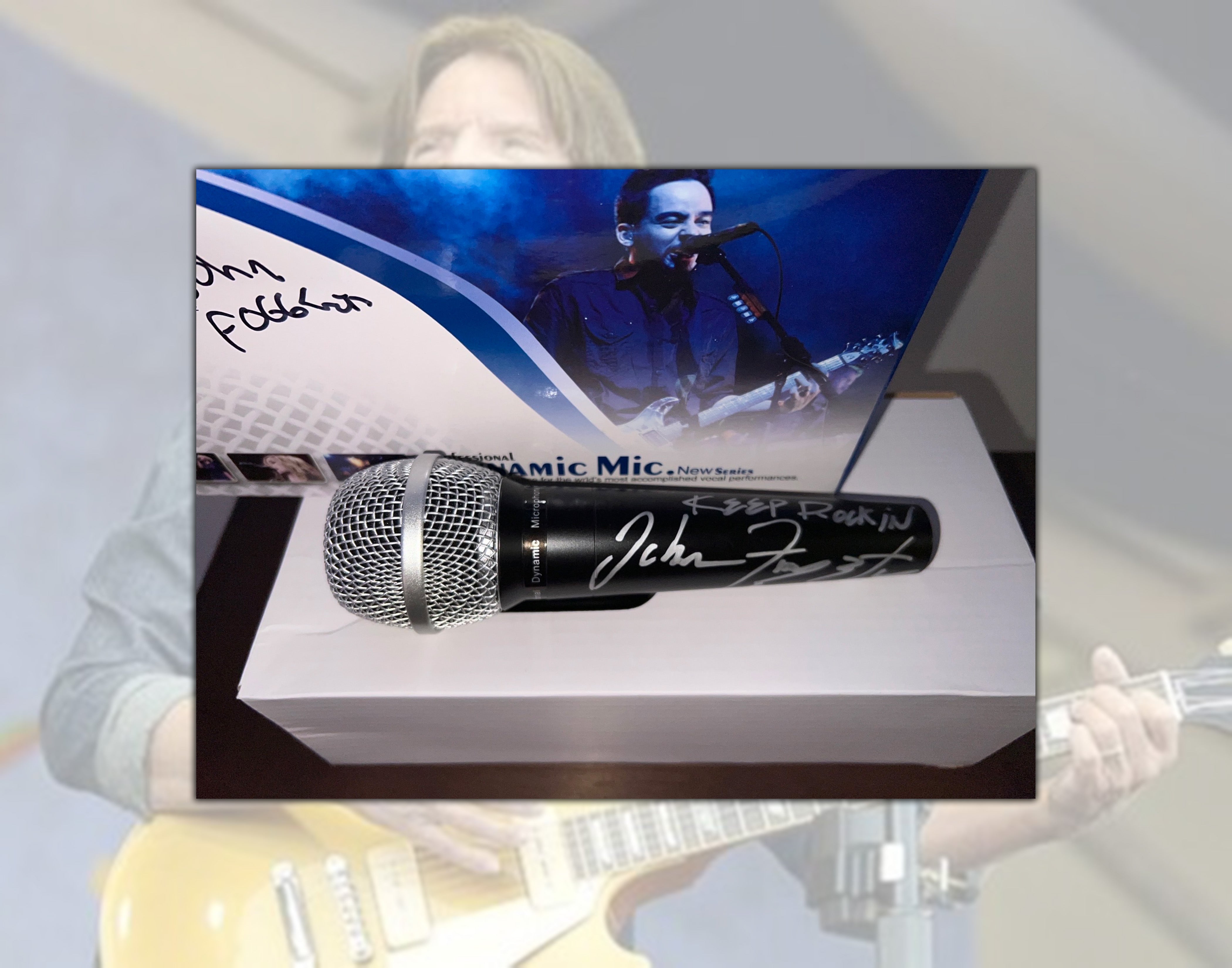 John Fogerty CCR lead singer microphone signed with proof