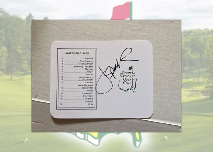 Jordan Spieth Masters golf score card signed with proof