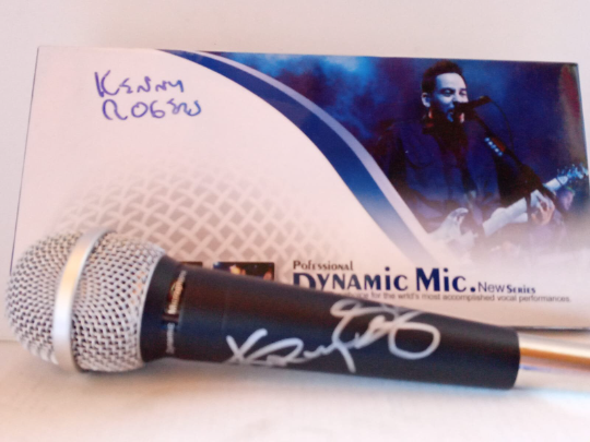 Kenny Rogers signed microphone with proof