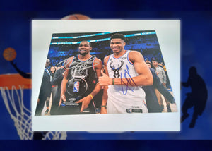 Giannis Antetokounmpo and Kevin Durant 8 by 10 signed photo with proof