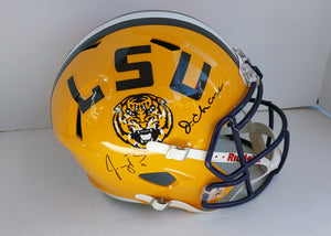 LSU Jamarr Chase, Joe Burrow Speed full size replica helmet signed with proof