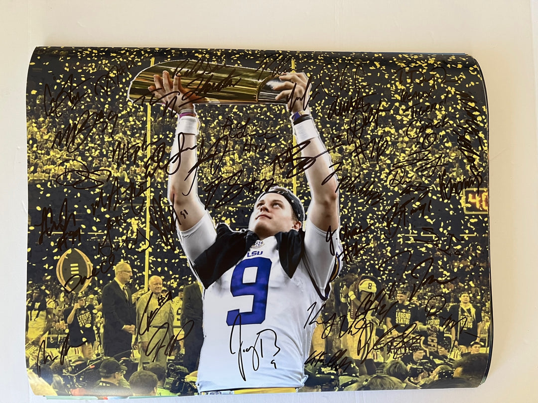 LSU Tigers Joe Burrow, Justin Jefferson, Ja'Marr Chase 2020 national champions team signed 16x20 photo with proof