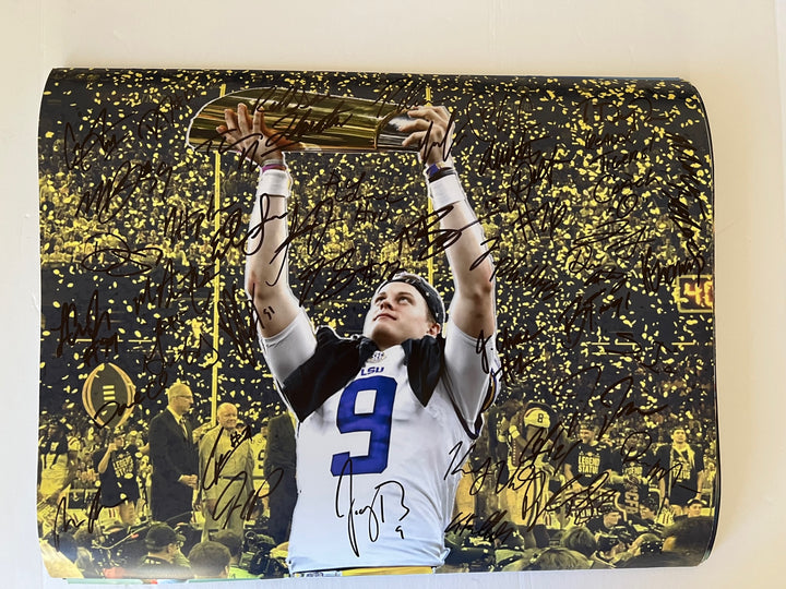 LSU Tigers Joe Burrow, Justin Jefferson, Ja'Marr Chase 2020 national champions team signed 16x20 photo with proof