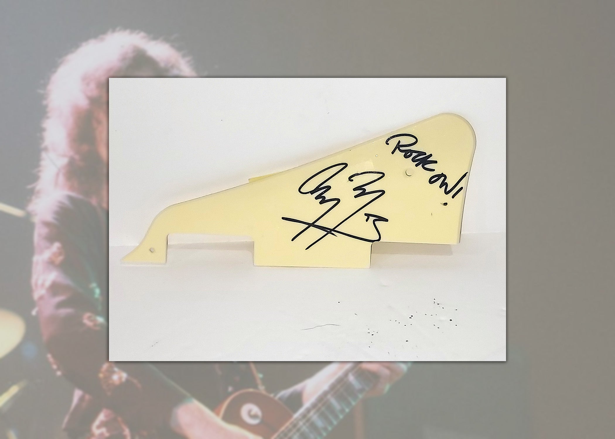 Led Zeppelin Jimmy Page Les Paul electric guitar pickguard signed with proof