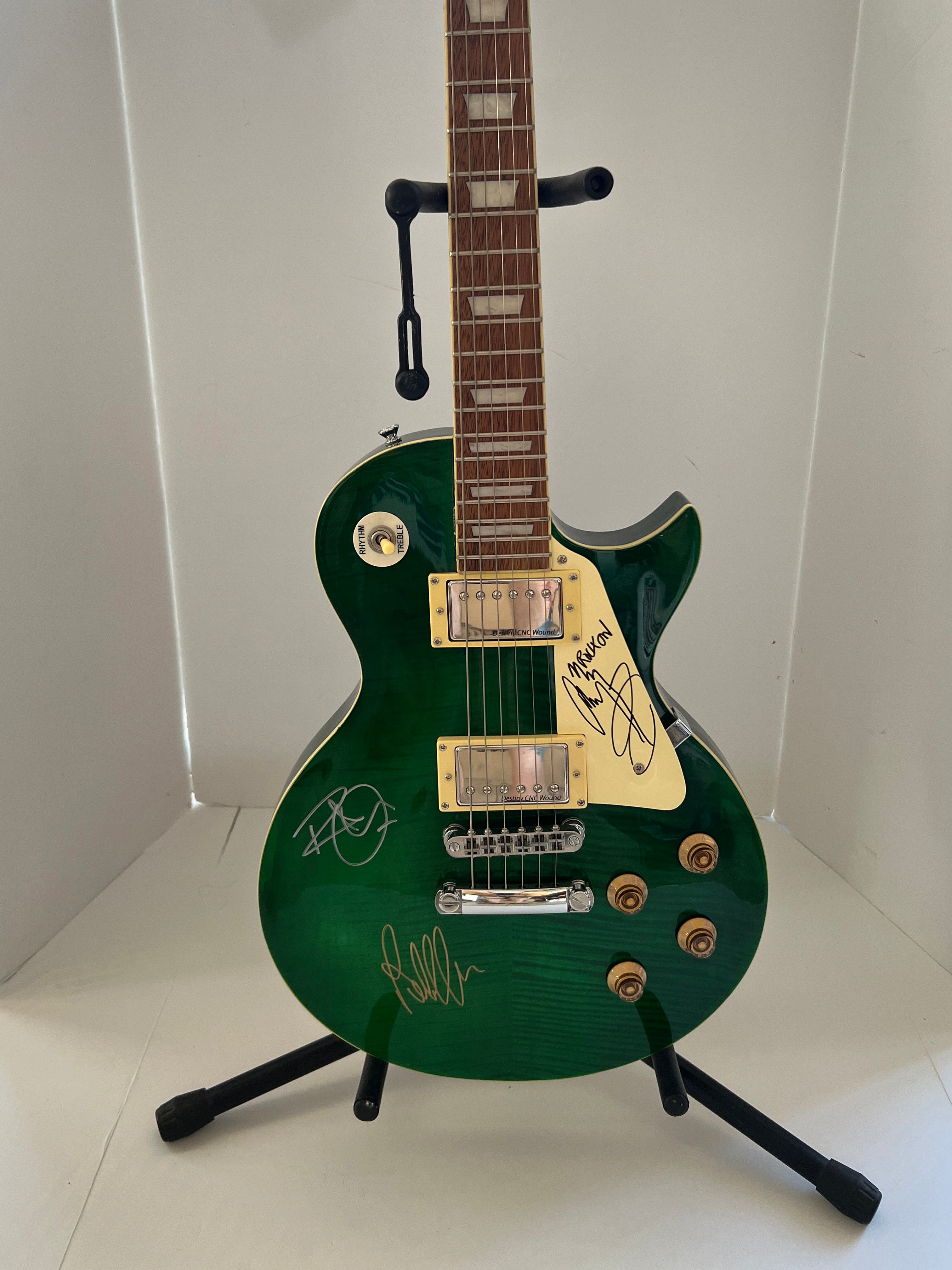 Jimmy Page, Robert Plant, John Paul Jones Led Zeppelin Les Paul one-of-a-kind full size guitar signed with proof