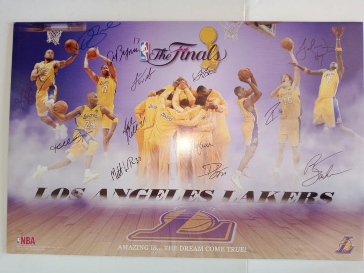 Kobe Bryant, Phil Jackson, Pau Gasol, Derek Fisher, Los Angeles Lakers 20x30 photo signed with proof - Awesome Artifacts 