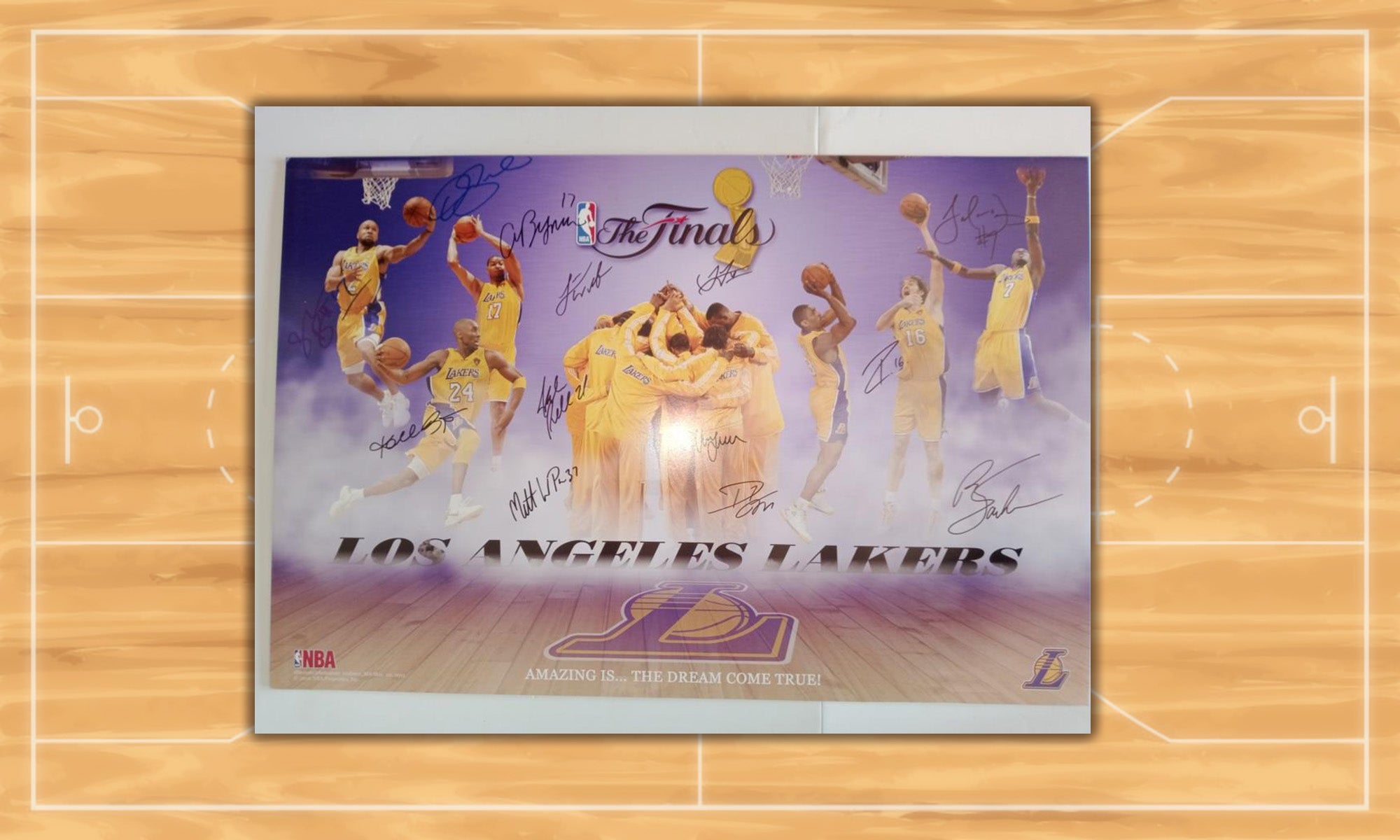 Kobe Bryant, Phil Jackson, Pau Gasol, Derek Fisher, Los Angeles Lakers 20x30 photo signed with proof