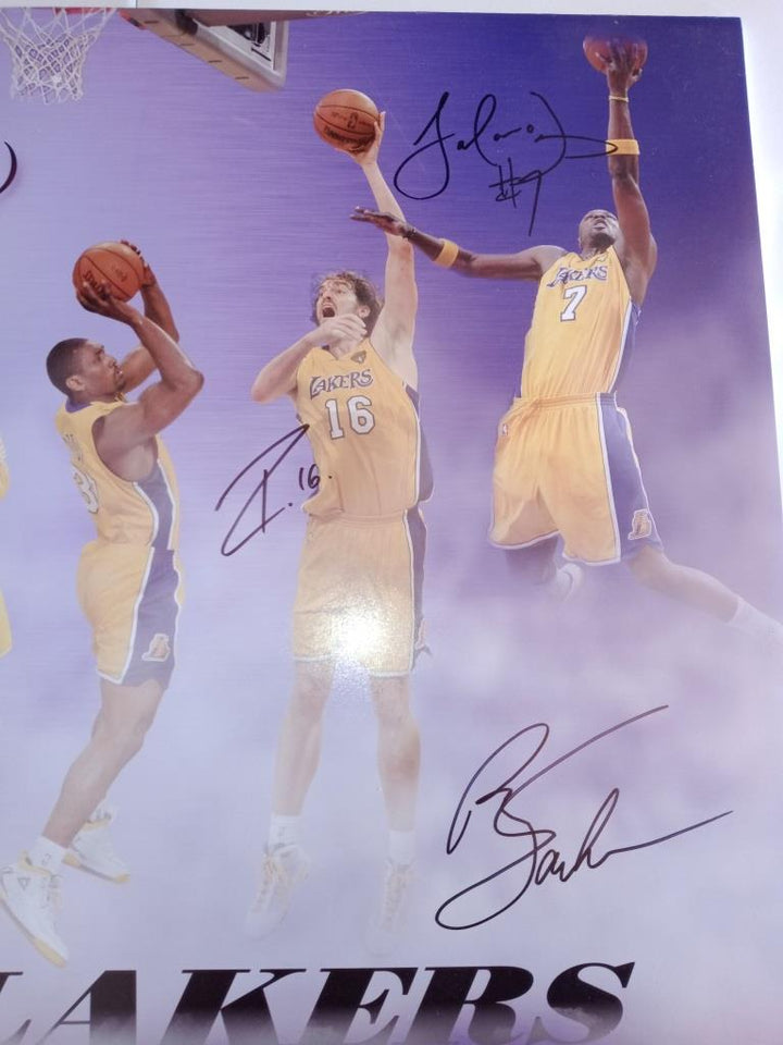 Kobe Bryant, Phil Jackson, Pau Gasol, Derek Fisher, Los Angeles Lakers 20x30 photo signed with proof - Awesome Artifacts 