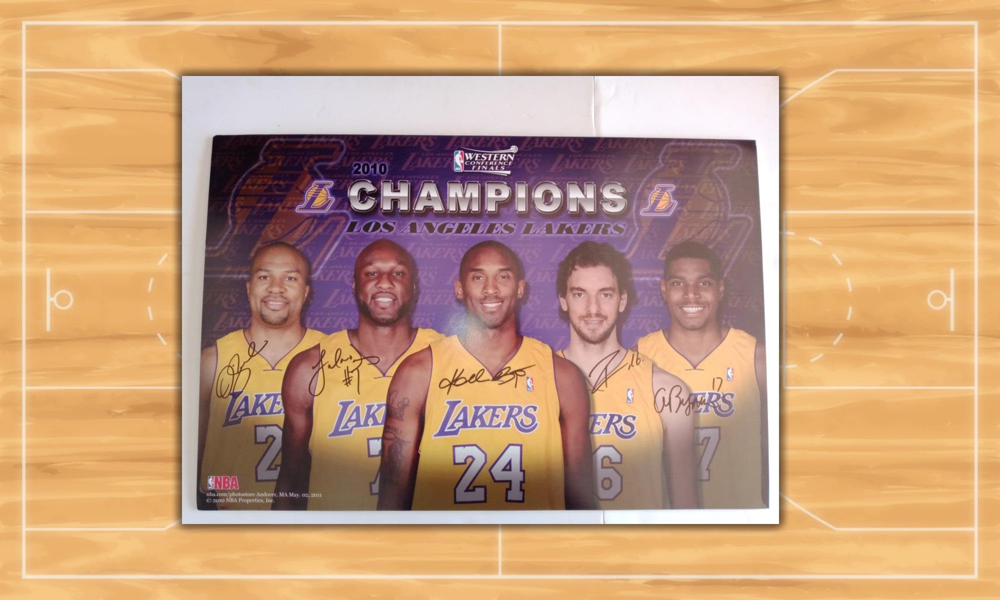 Kobe Bryant, Pau Gasol, Derek Fisher, Lamar Odom, Andrew Bynum Los Angeles Lakers 20x30 photo signed with proof