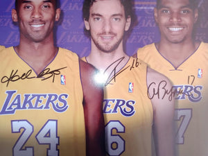 Kobe Bryant, Pau Gasol, Derek Fisher, Lamar Odom, Andrew Bynum Los Angeles Lakers 20x30 photo signed with proof