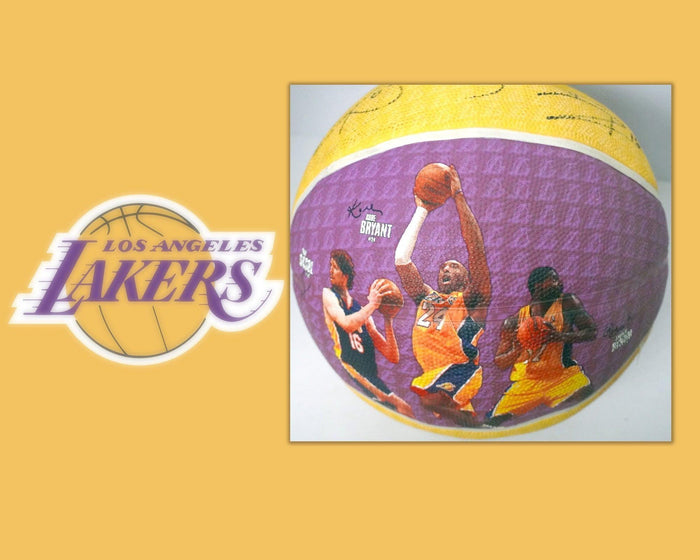 Los Angeles Lakers Kobe Bryant, Andrew Bynum, Pau Gasol basketball with proof