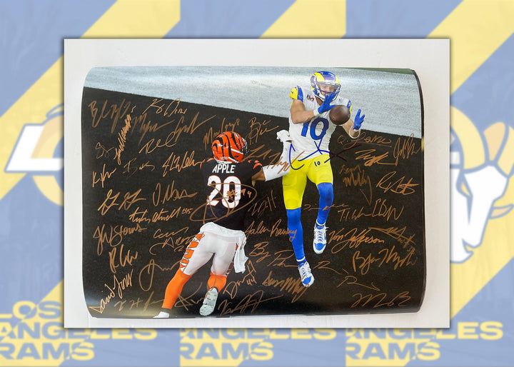 Cooper Kupp, Matthew Stafford, Aaron Donald, Los Angeles Rams 2022 LVI 16x20 photo team signed with proof