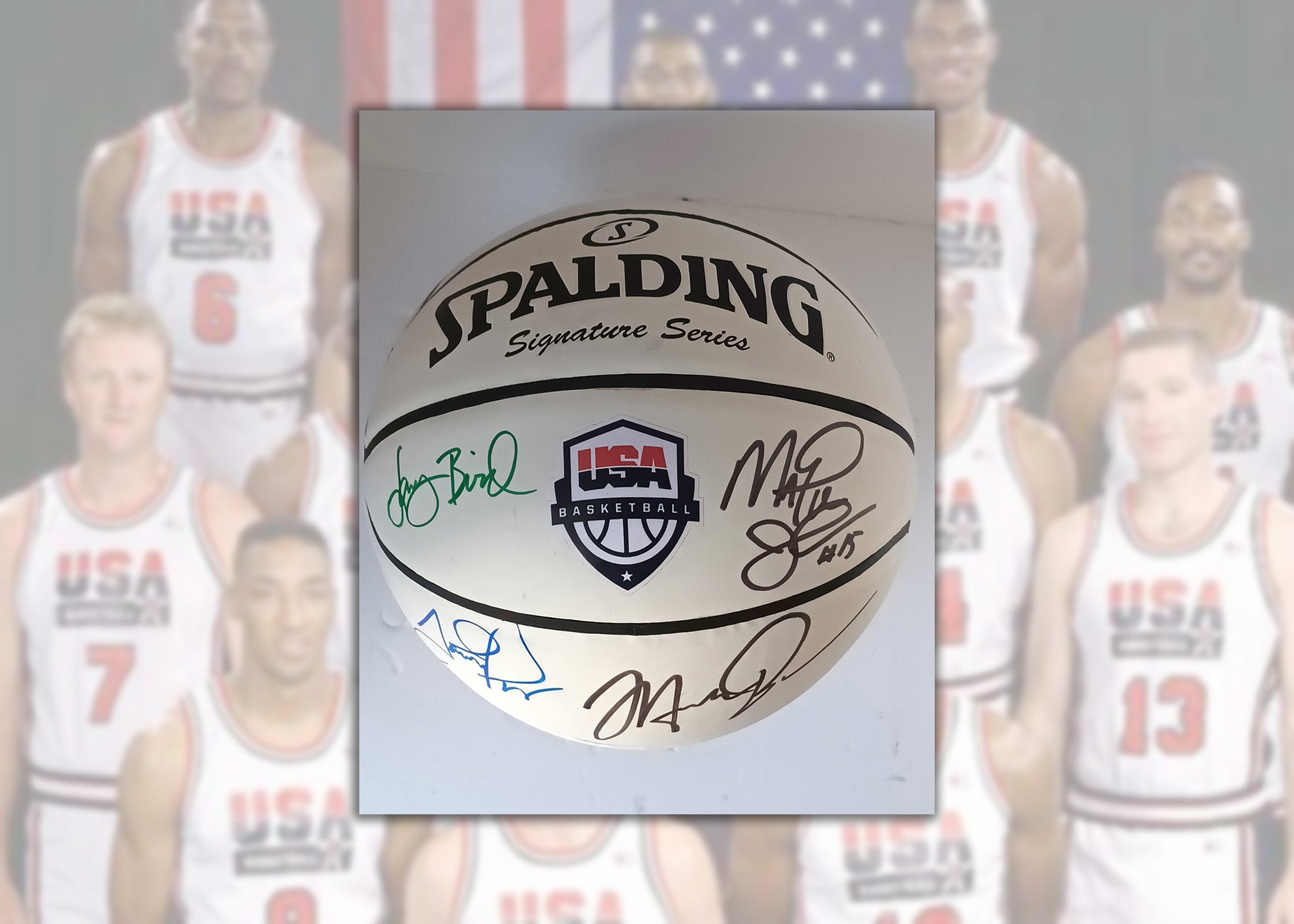 Michael Jordan, Larry Bird & Magic Johnson Signed Team USA LE