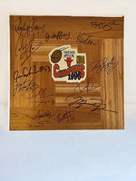 Load image into Gallery viewer, Chicago Bulls Michael Jordan, Scottie Pippen, Dennis Rodman 1995-96 NBA champions team signed 12x12 parquet hardwood floor with proof
