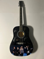 Load image into Gallery viewer, Adam Levine, James Valentine, Matt Flynn, Mickey Madden, P.J. Morton Maroon 5 one-of-a-kind guitar 41 inch signed with proof
