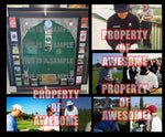 Load image into Gallery viewer, Masters Champions green jacket 40 in all Tiger Woods, Jack Nicklaus, Arnold Palmer, Sam Snead, Byron Nelson signed with proof and museum quality frame 43x43 with proof
