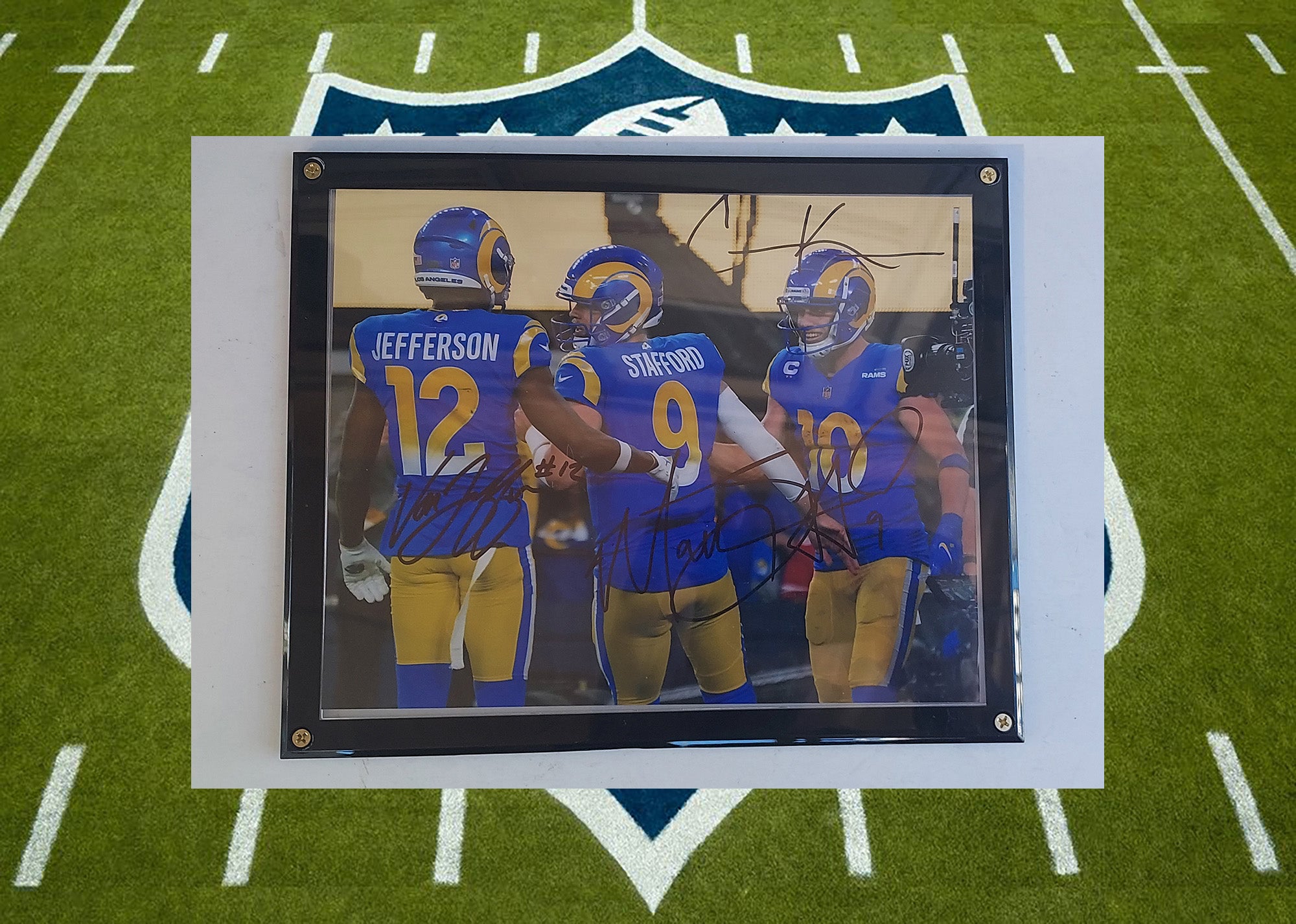 Matthew Stafford, Van Jefferson, Cooper Kupp 8 by 10 signed photo with proof
