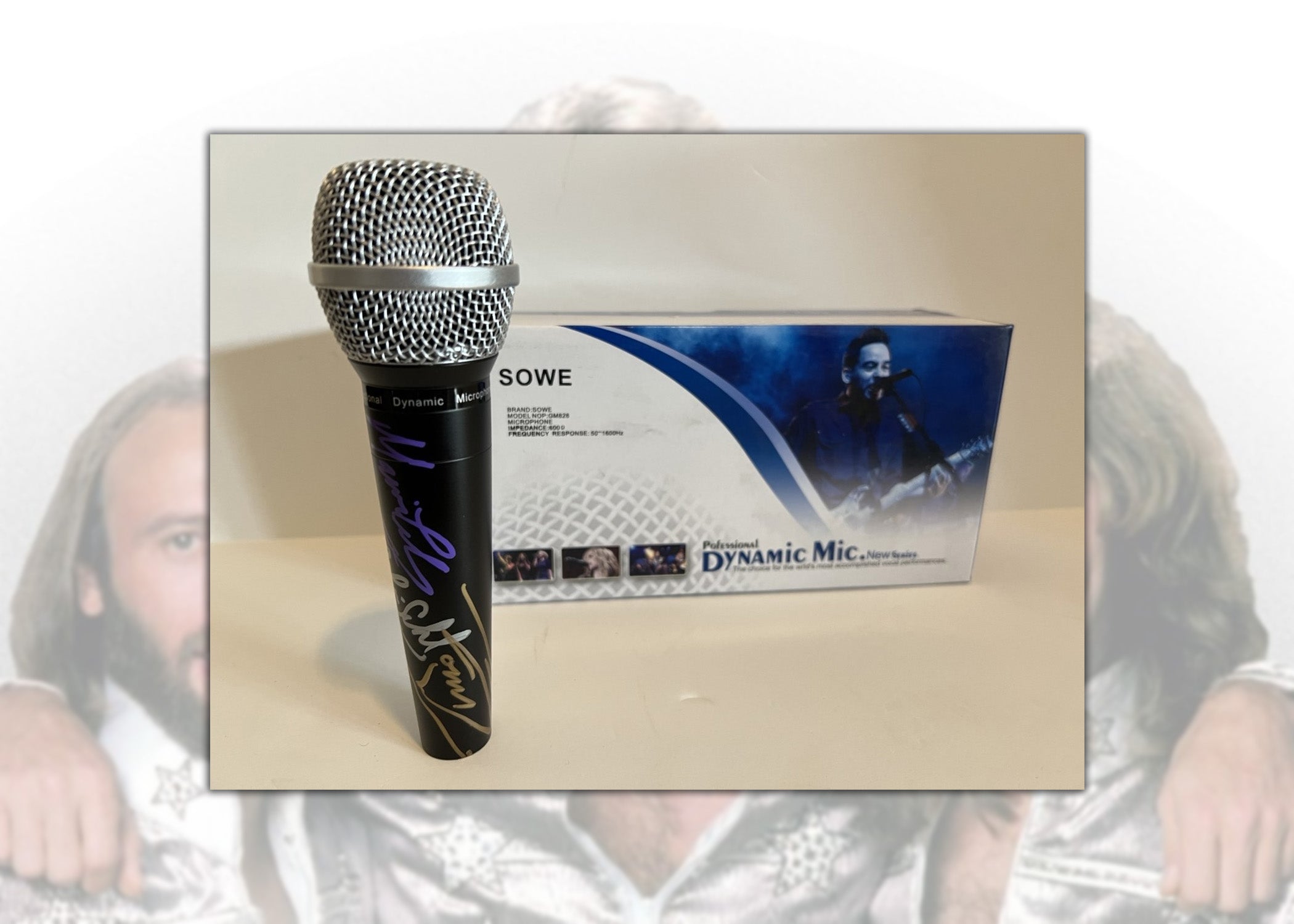 Barry, Robin and Maurice Gibb the Bee Gees microphone signed with proof