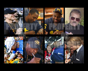 Michigan Wolverines 19x43 Custom Framed Photos Display featuring Tom Brady,  Desmond Howard, Charleds Woodson & Braylon Edwards
