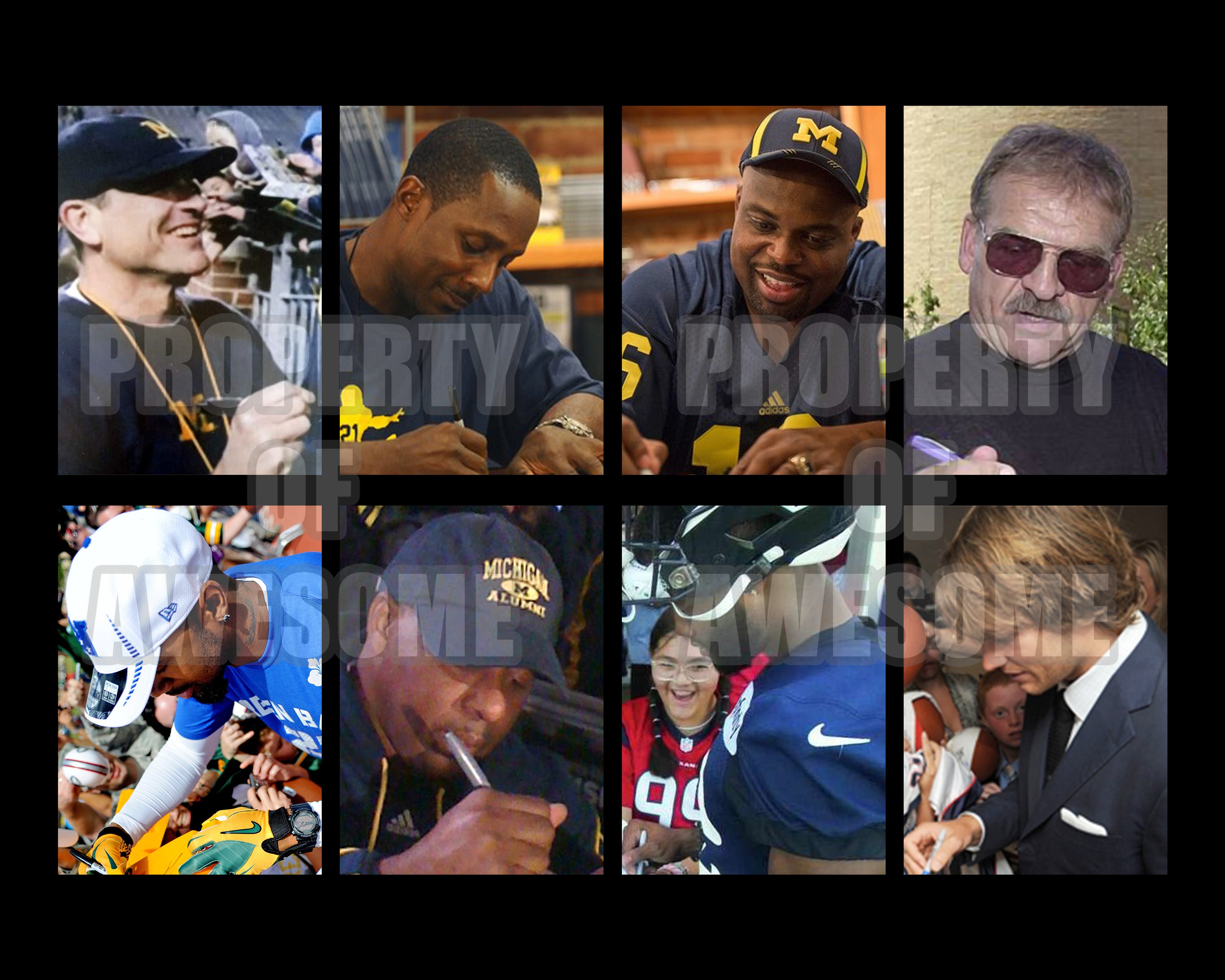 Michigan Wolverines Michigan Legends Tom Brady, Charles Woodson, Desmond Howard, Jim Harbaugh signed helmet with proof free case
