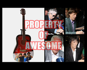 Mick Jagger, Charlie Watts, Keith Richards, Ronnie Wood one of a kind guitar signed with proof