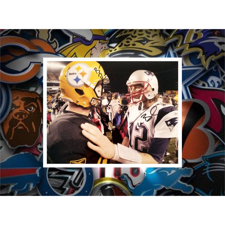 Ben Roethlisberger and Tom Brady 8x10 photo signed with proof