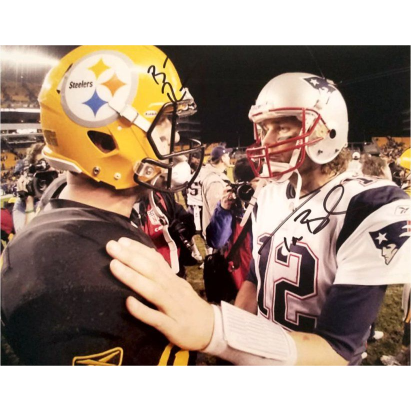 Ben Roethlisberger and Tom Brady 8x10 photo signed with proof