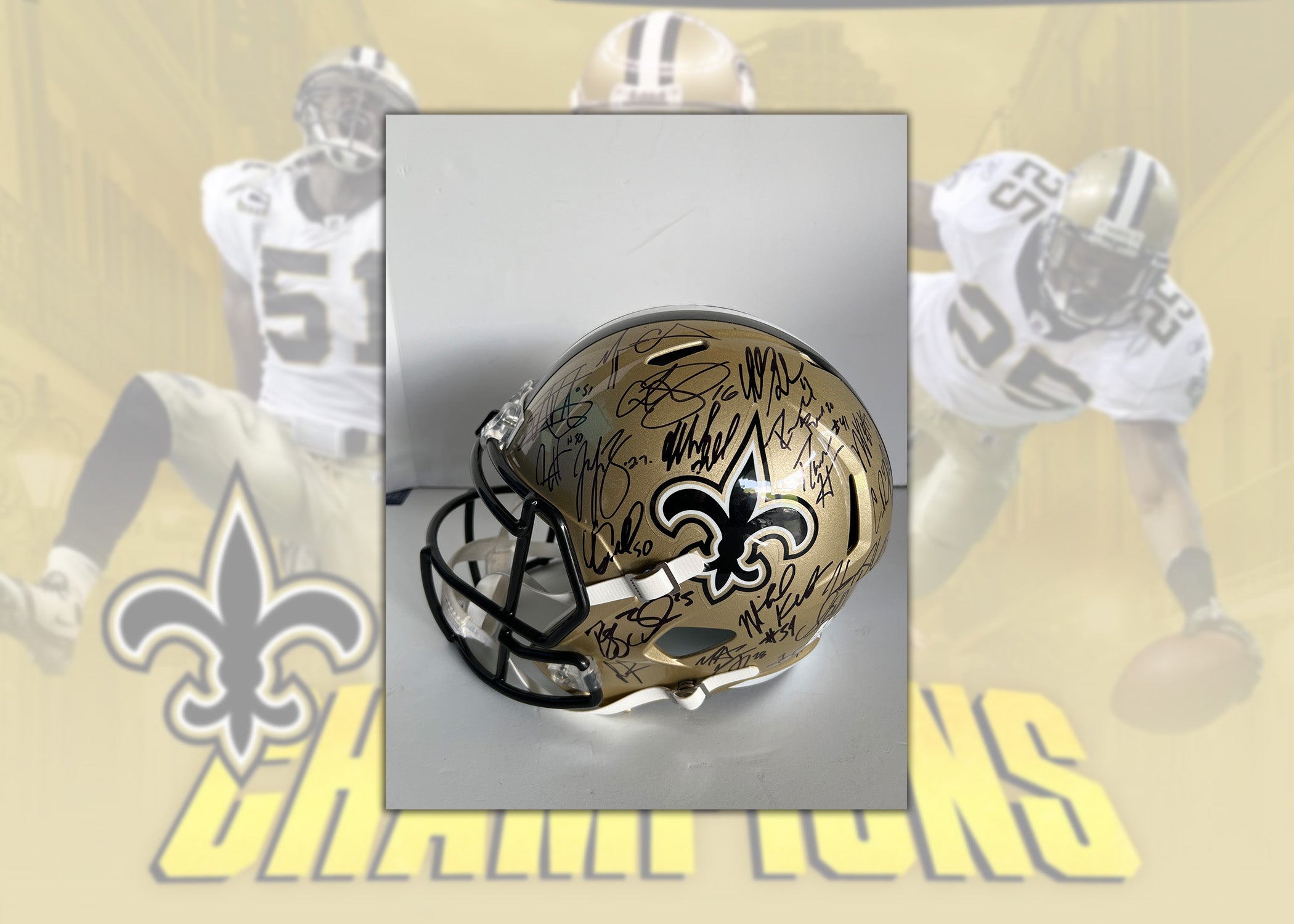 New Orleans Saints Drew Brees Sean Peyton 2010 Super Bowl Champs 40 pl –  Awesome Artifacts