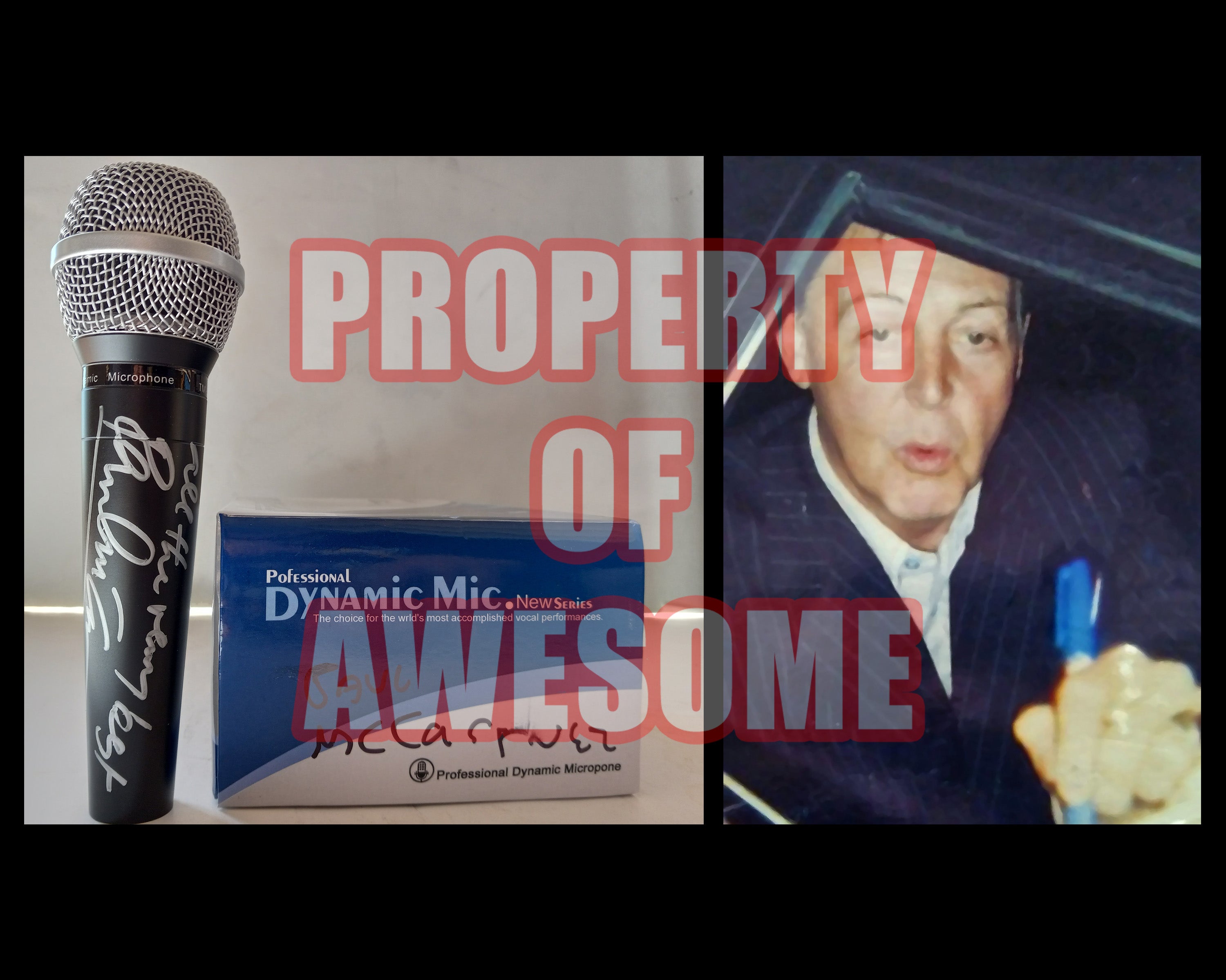 Paul McCartney microphone signed with proof
