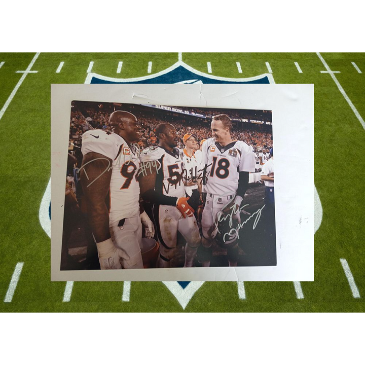 Peyton Manning Von Miller DeMarco Ware Denver Broncos 11 by 14 photo signed with proof