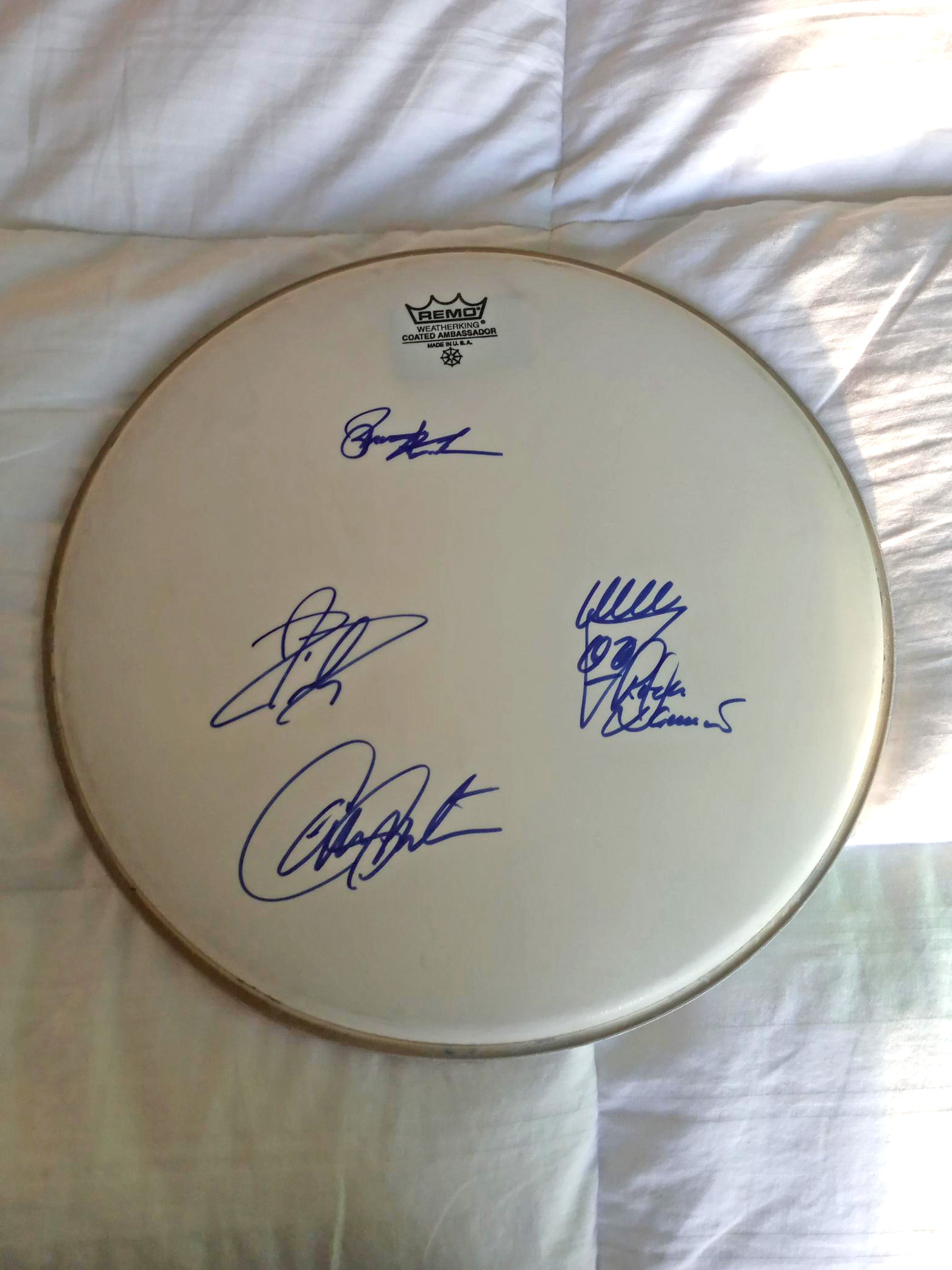 Rick Nielsen Cheap Trick 14 inch drum head signed with proof