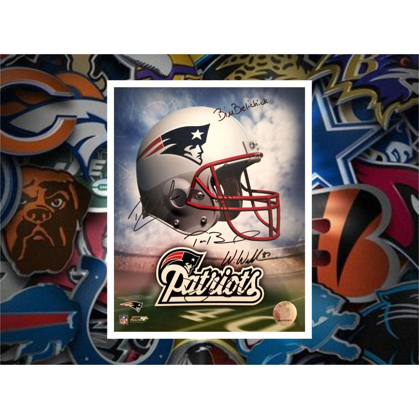 New England Patriots Tom Brady West Welker Randy Moss Bill Belichick Dante Stallworth 8x10 photo signed