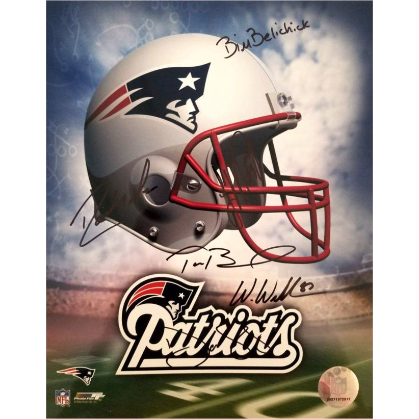 New England Patriots Tom Brady West Welker Randy Moss Bill Belichick Dante Stallworth 8x10 photo signed