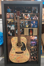 Load image into Gallery viewer, Music Icons Michael Jackson, Paul McCartney, Mick Jagger, Madonna, Bruce Springsteen signed &amp; framed guitar (18x45) with proof
