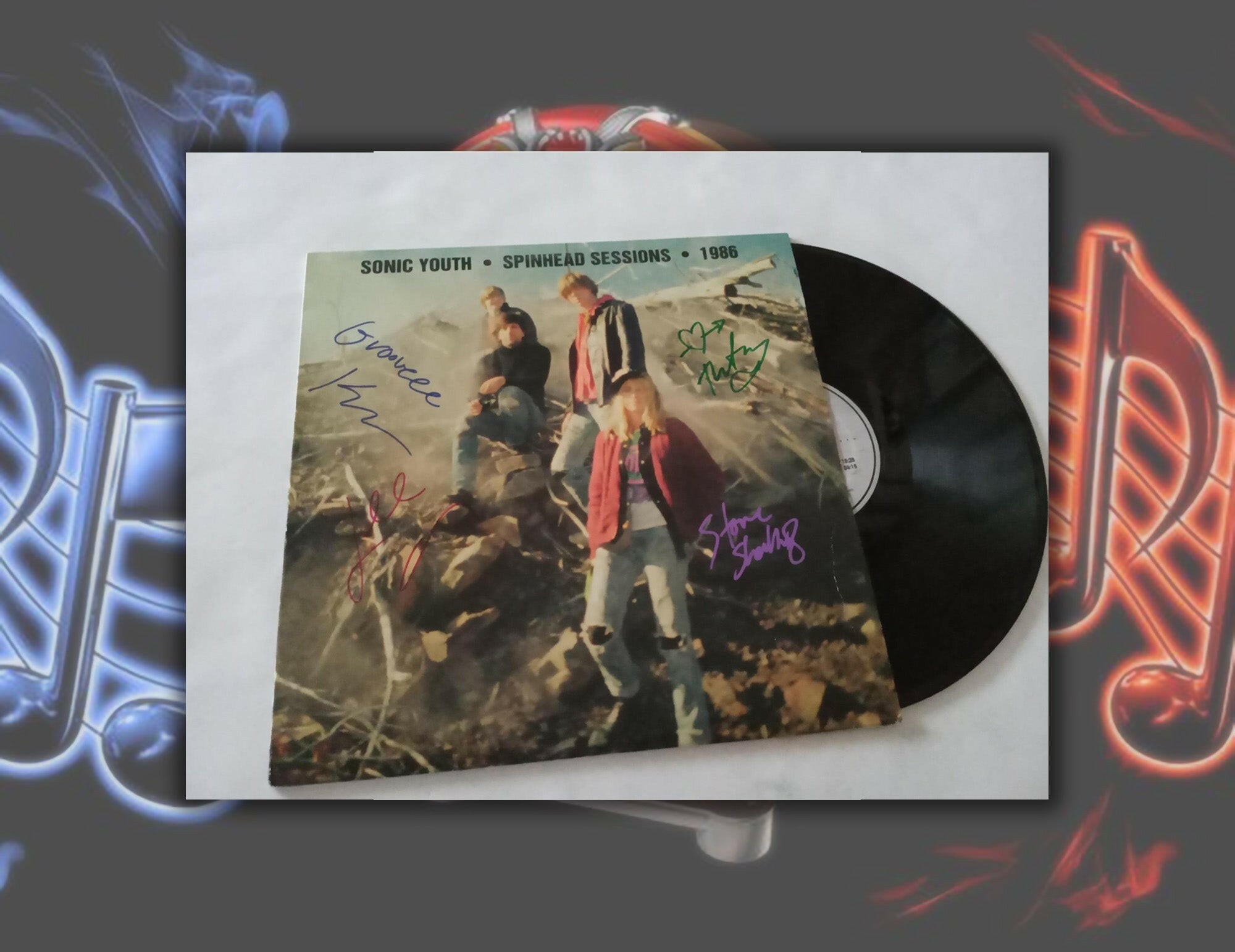 Sonic Youth 'Spin Head Sessions' 1986 LP signed with proof