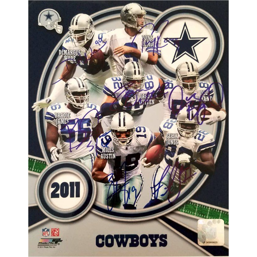 Dallas Cowboys Jason Witten Dez Bryant Miles Austin DeMarcus Ware Tony Romo 8x10 photo signed