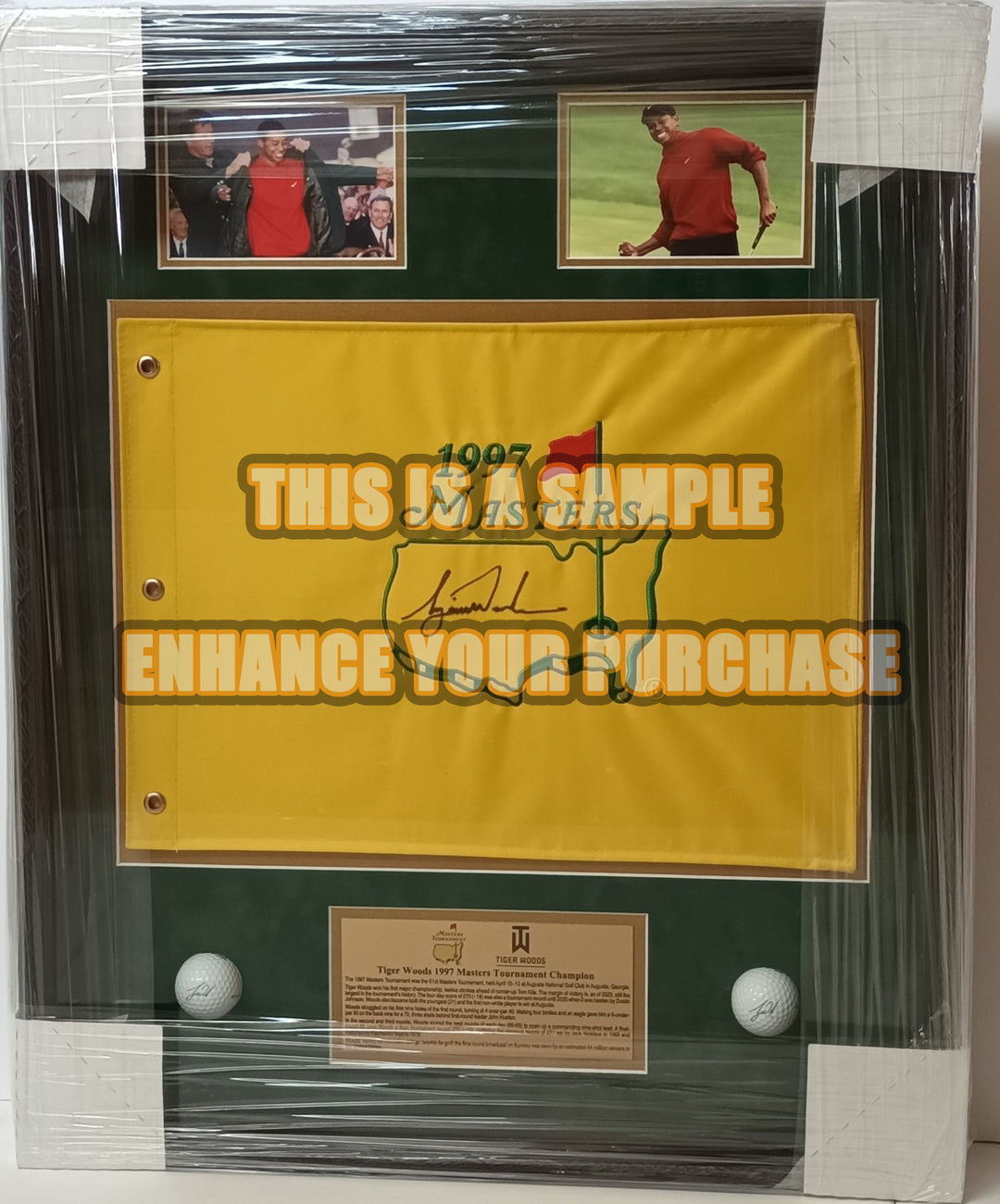 Tiger Woods 1997 Masters champion Masters pin flag signed with proof